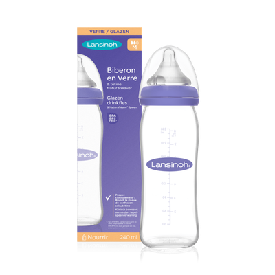 Large glass feeding bottle Lansinoh 240ml
