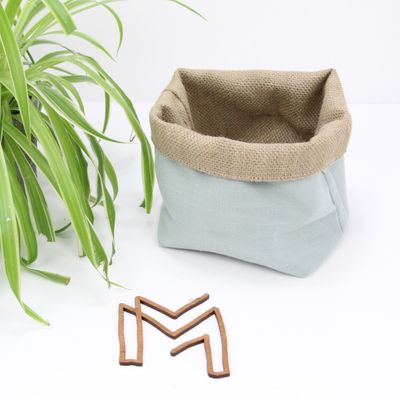 Mini opbergmand uit recuptextiel - blue linnen
