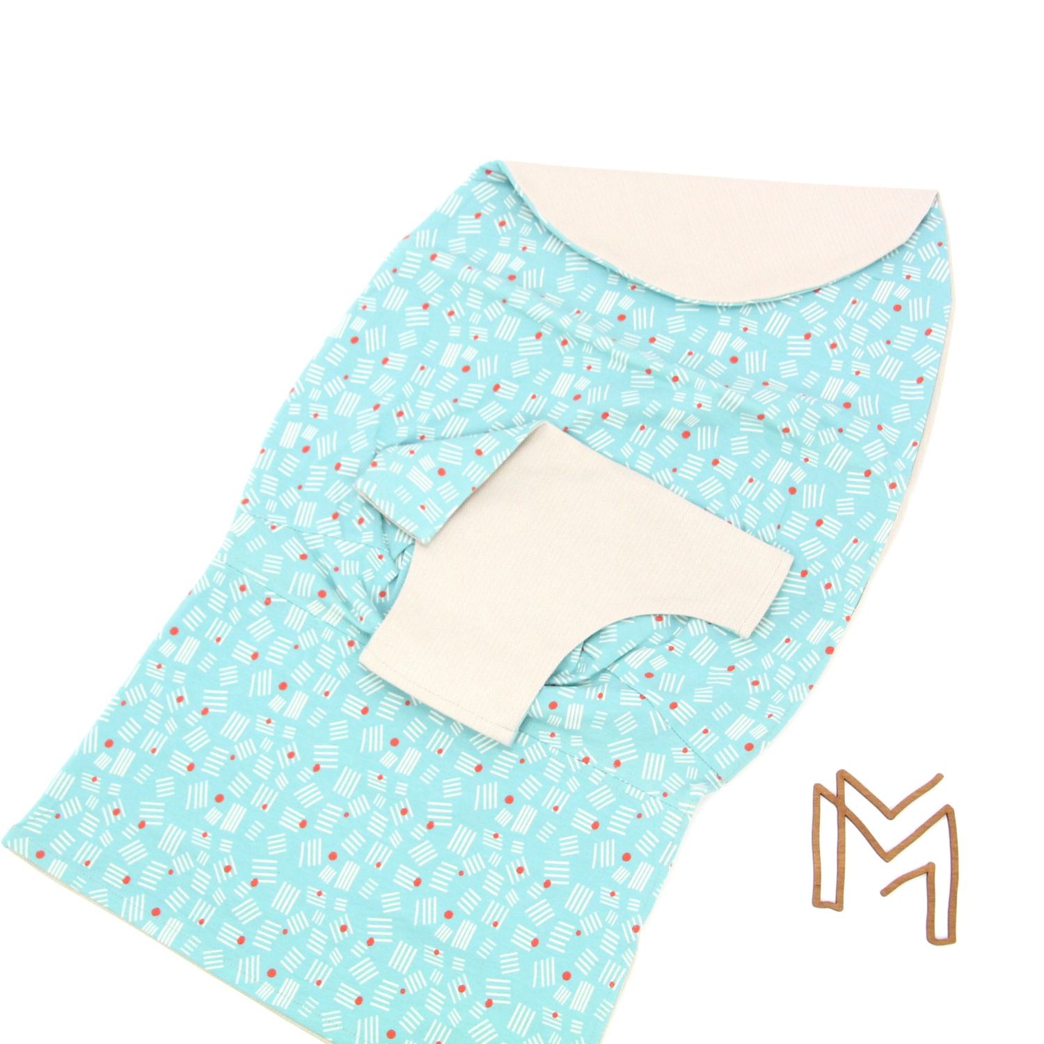 Wipperhoes uit recuptextiel - mint stripes and blocks