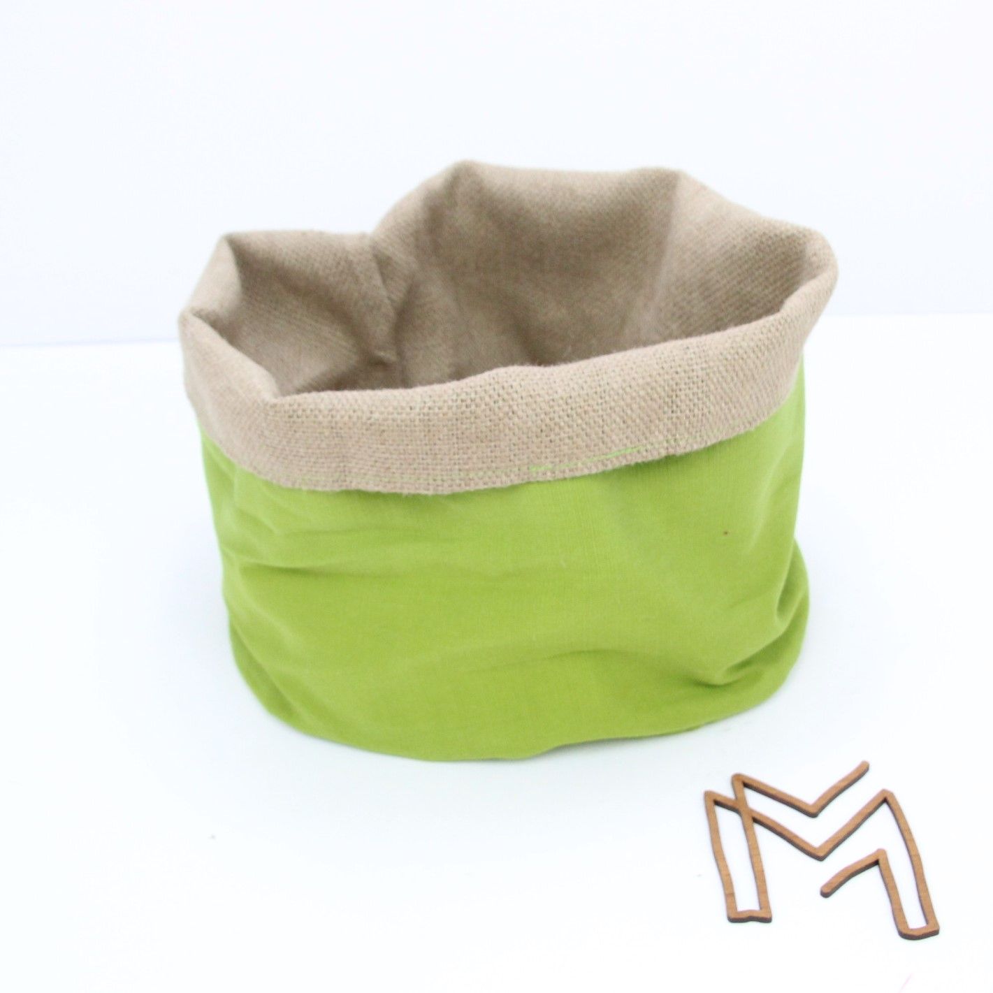 Medium opbergmand uit recuptextiel - lemongreen