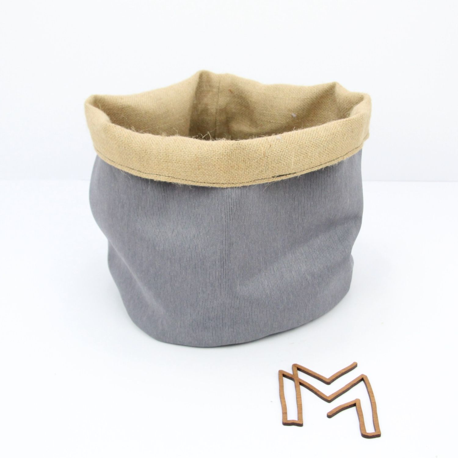 Medium opbergmand uit recuptextiel - mouse grey lines