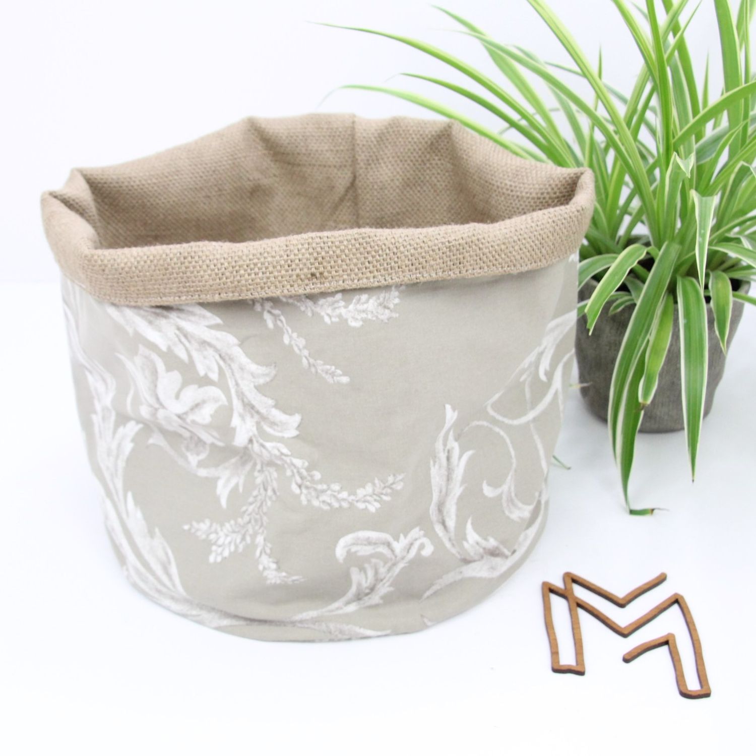 Medium opbergmand uit recuptextiel - soft fresco plant