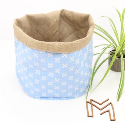 Medium opbergmand uit recuptextiel - blue little blocks