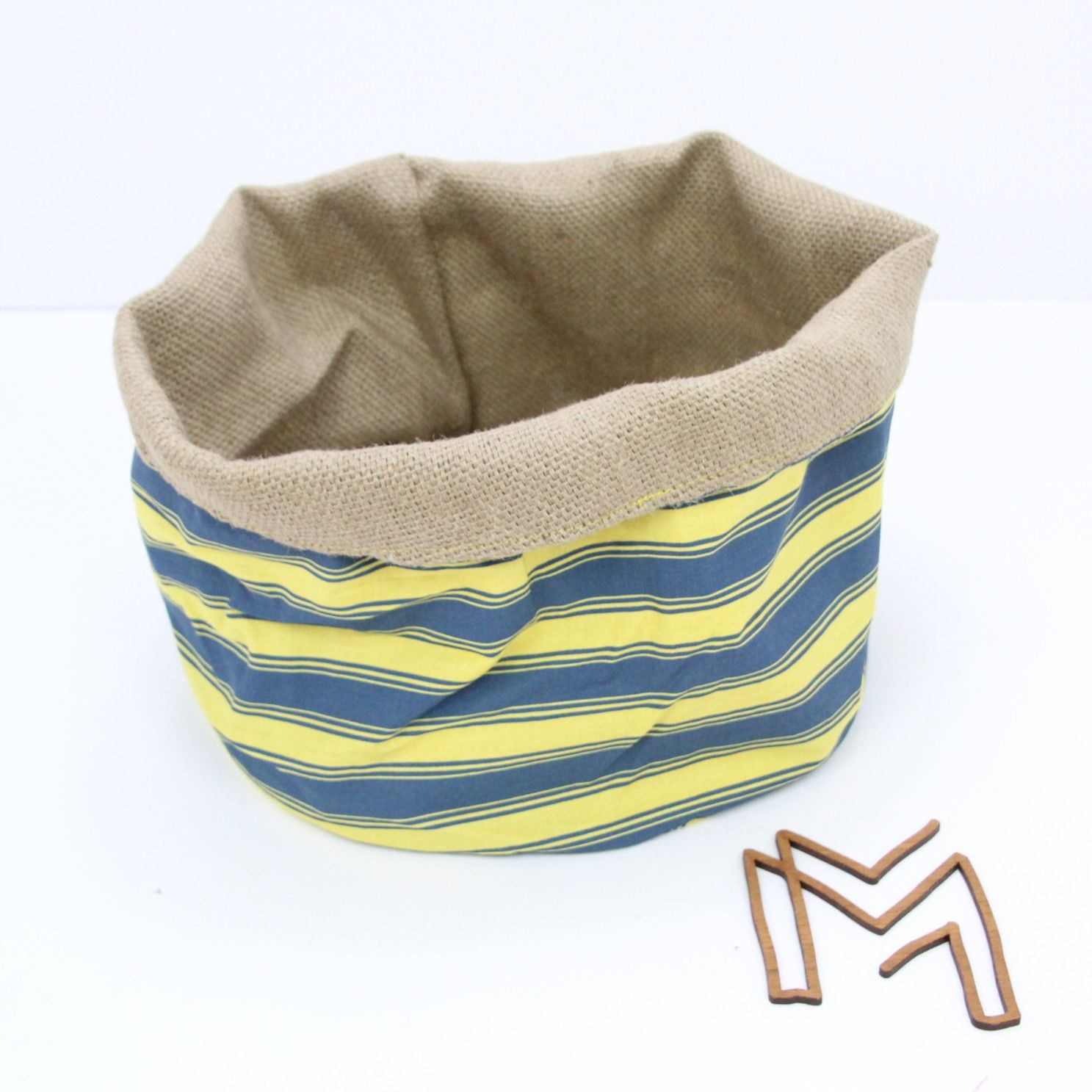 Medium opbergmand uit recuptextiel - seastripes