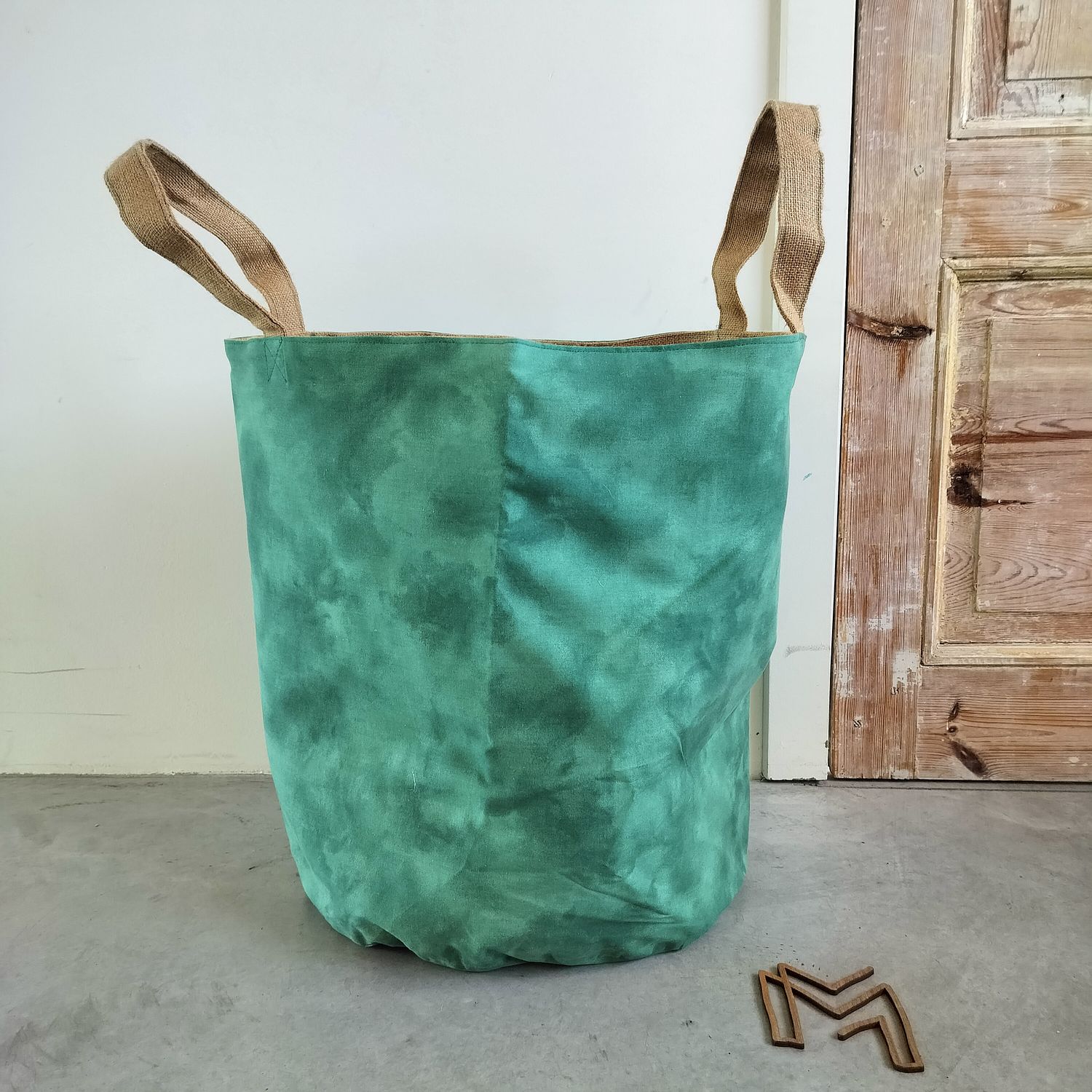 XL opbergmand uit recuptextiel - green tones