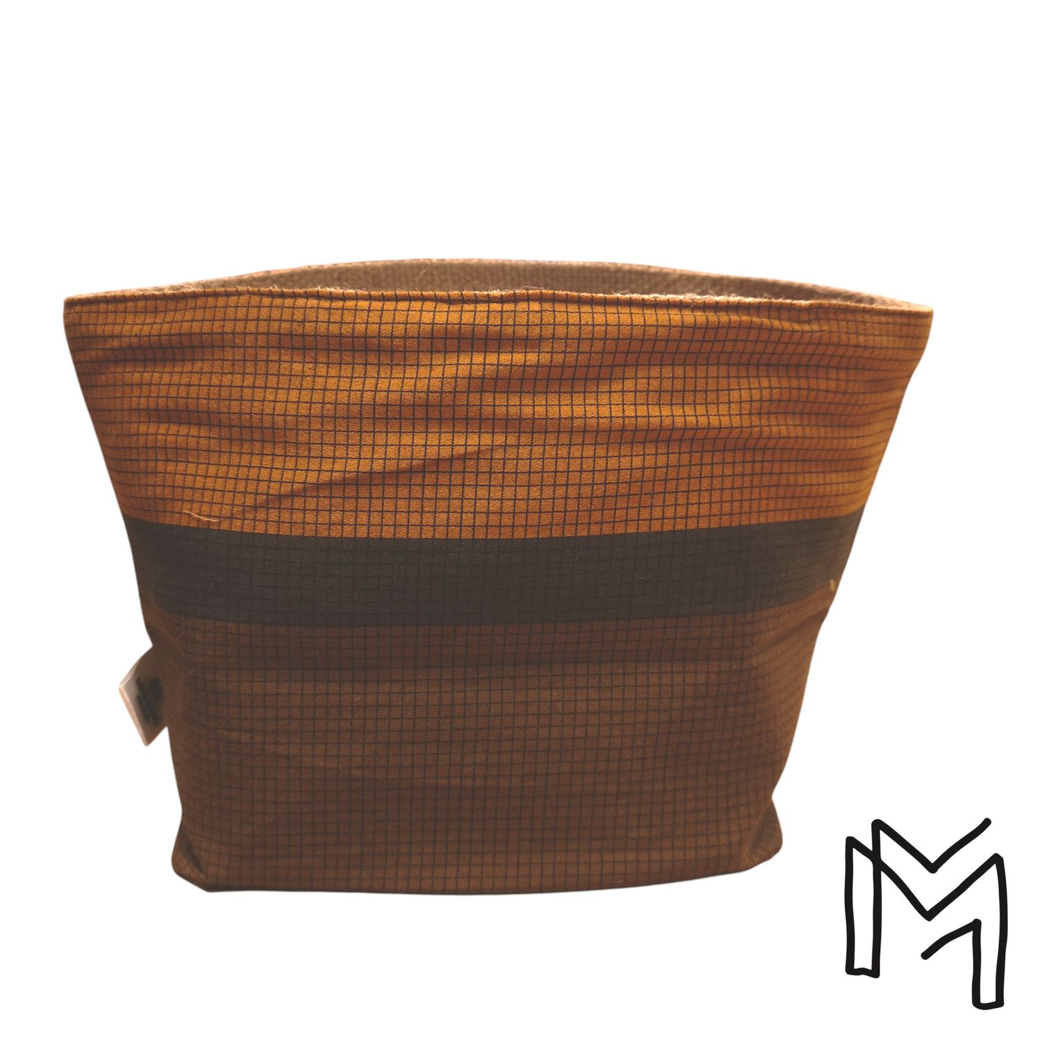 Mini opbergmand uit recuptextiel -  boho grid tricolore