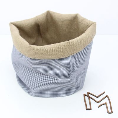 Medium opbergmand uit recuptextiel - pied de poule