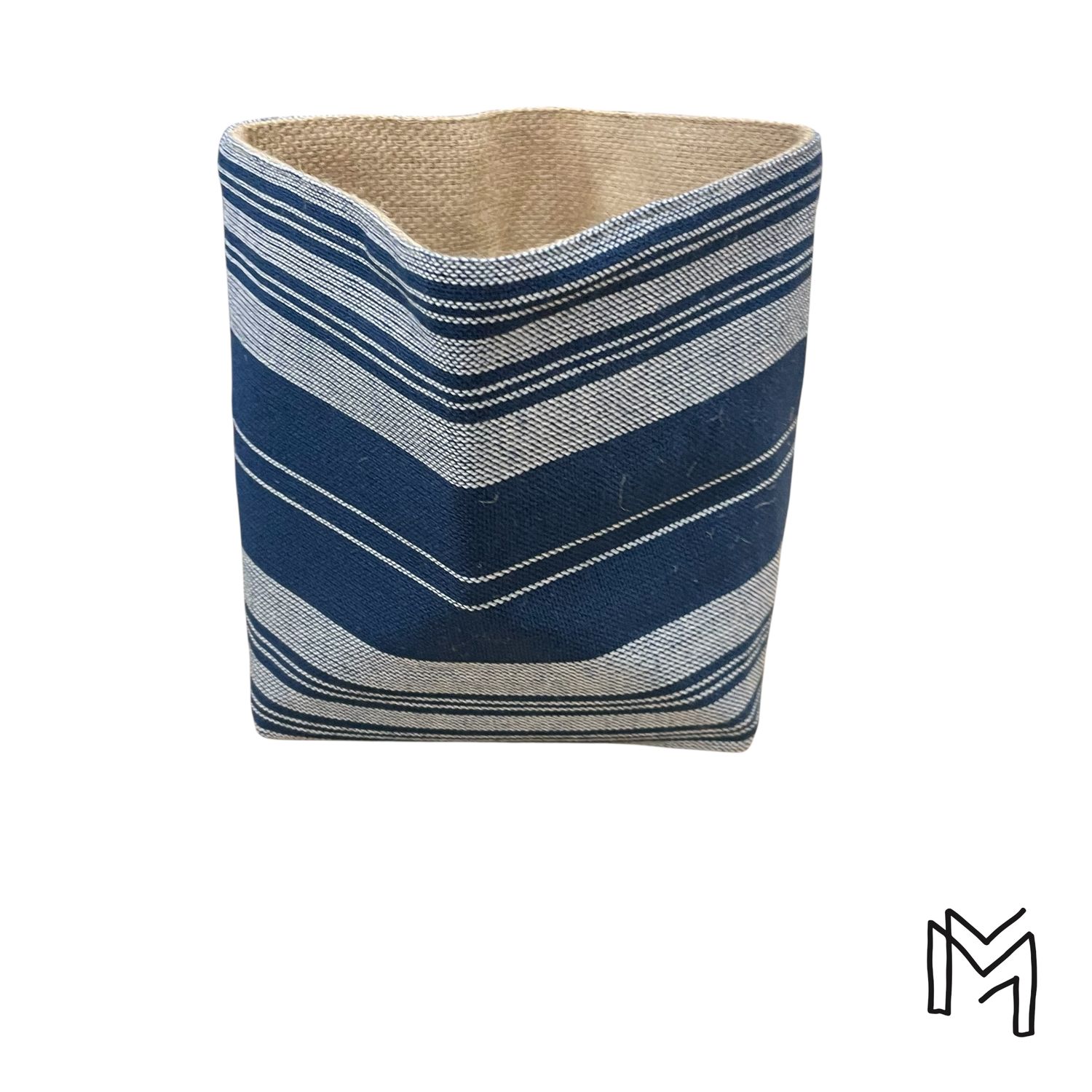 Mini opbergmand uit recuptextiel - Navy stripes