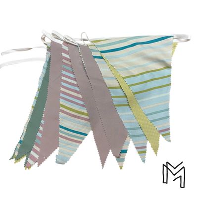Vlaggetjes uit recuptextiel - Lila mint stripes