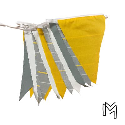 Vlaggetjes uit recuptextiel - Yellow-touched grey