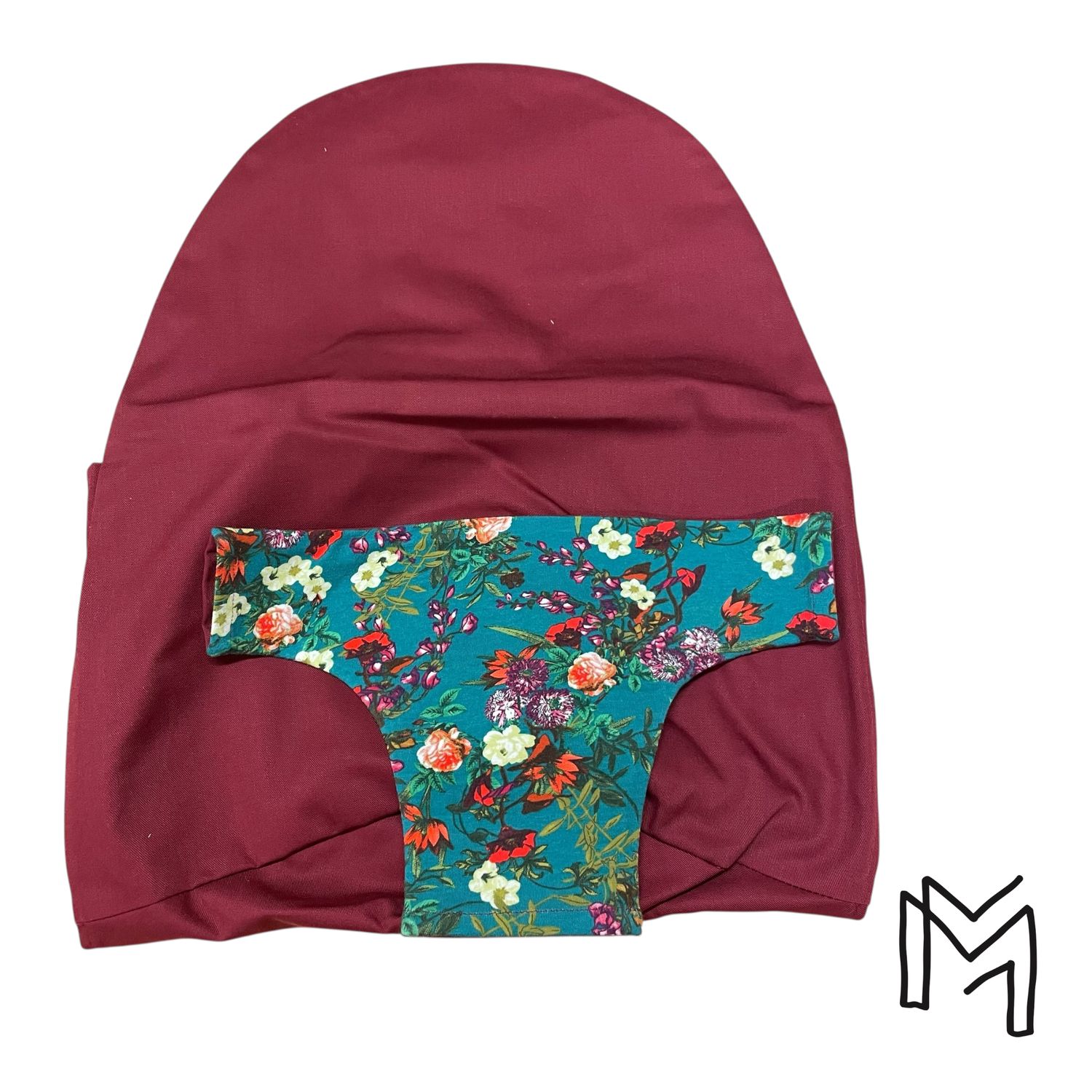 Wipperhoes uit recuptextiel - Burgundy flowers