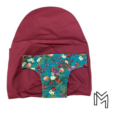 Wipperhoes uit recuptextiel - Burgundy flowers