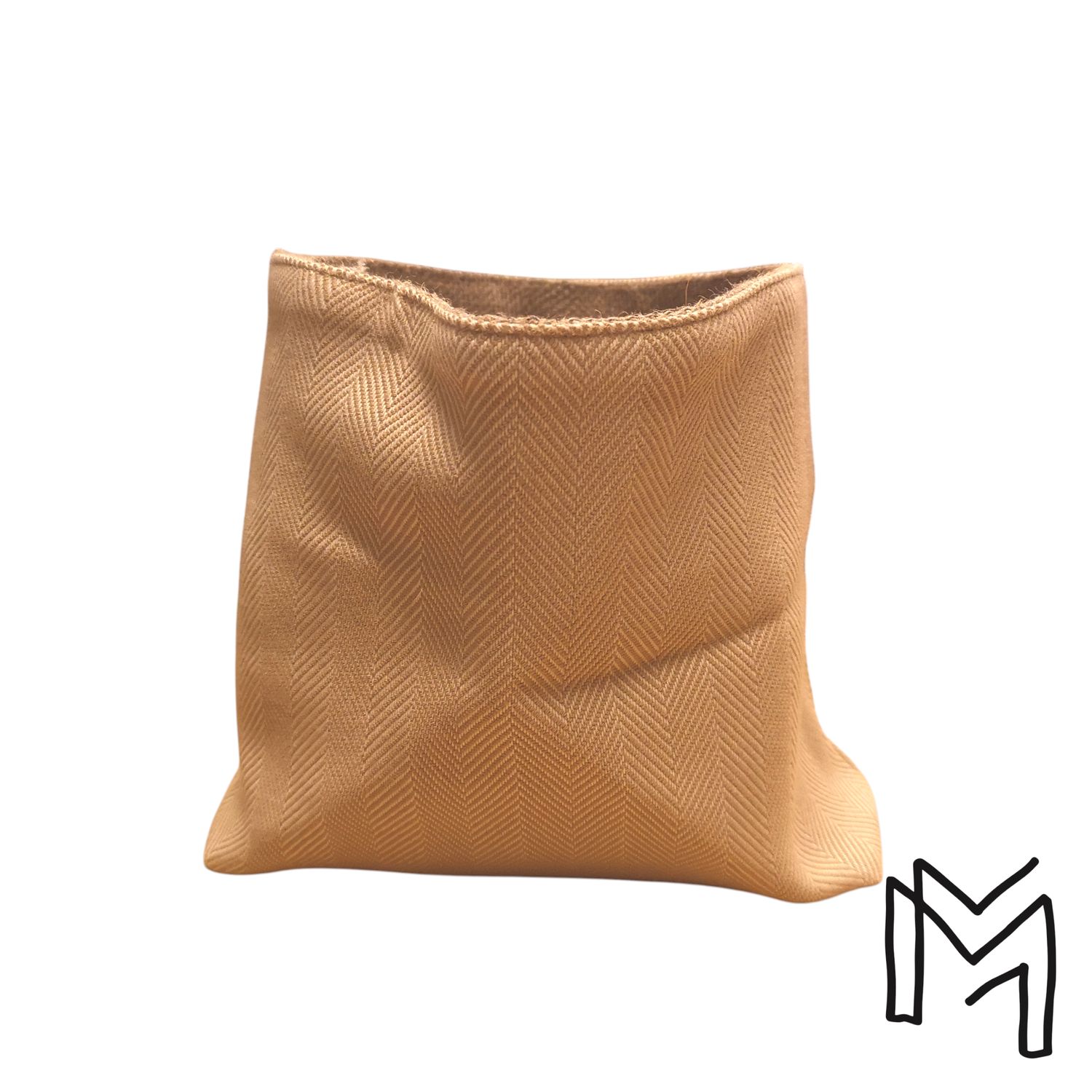 Mini opbergmand uit recuptextiel - chevron beige