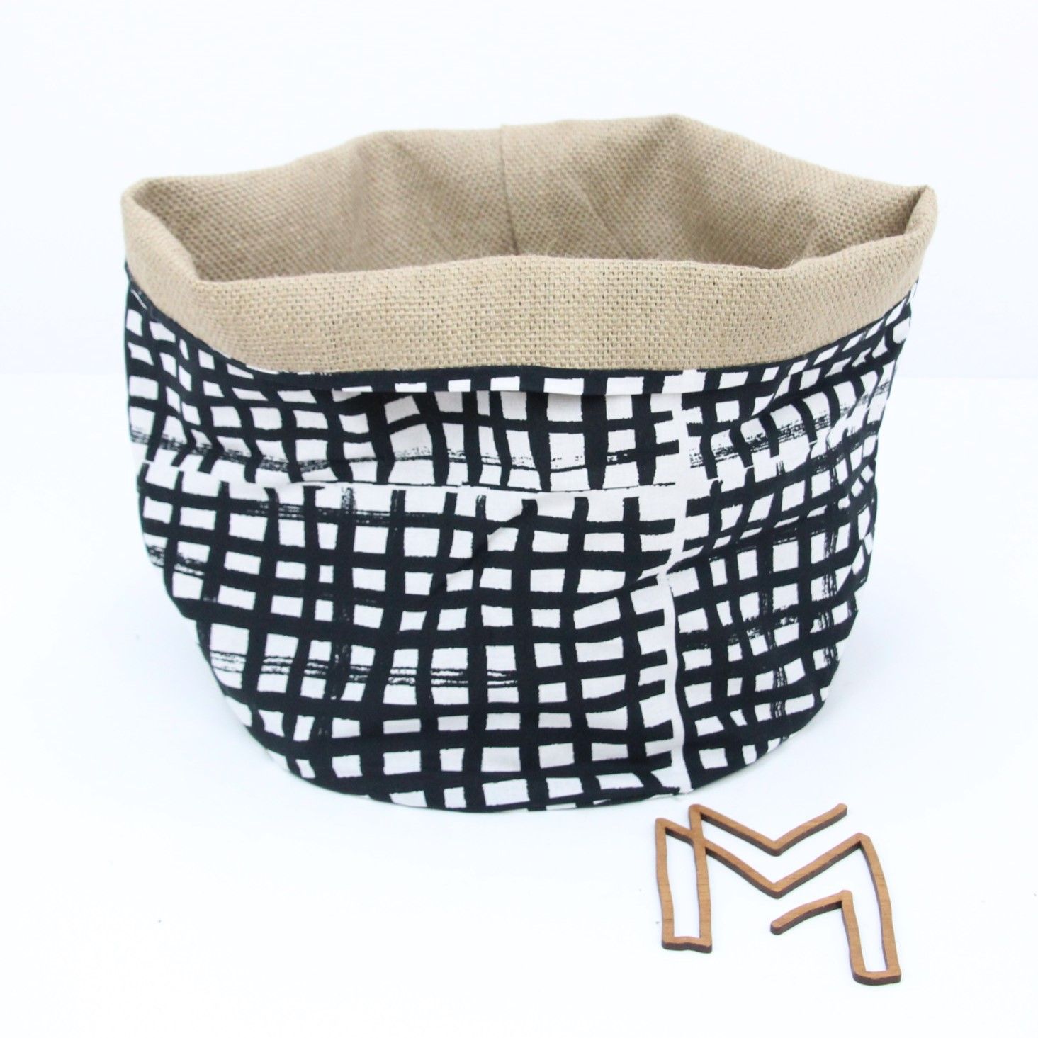 Medium opbergmand uit recuptextiel - brushed grid