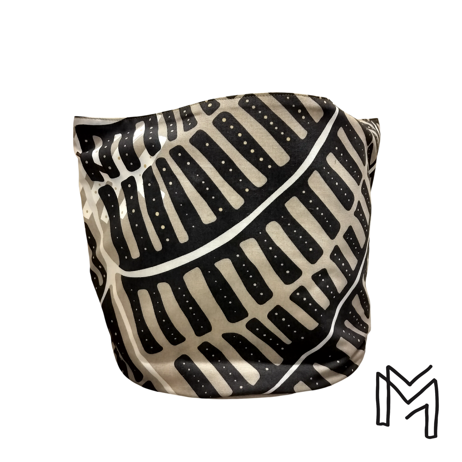 Medium opbergmand uit recuptextiel - geo boho leaves