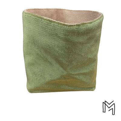 Mini opbergmand uit recuptextiel - Olive velours 2