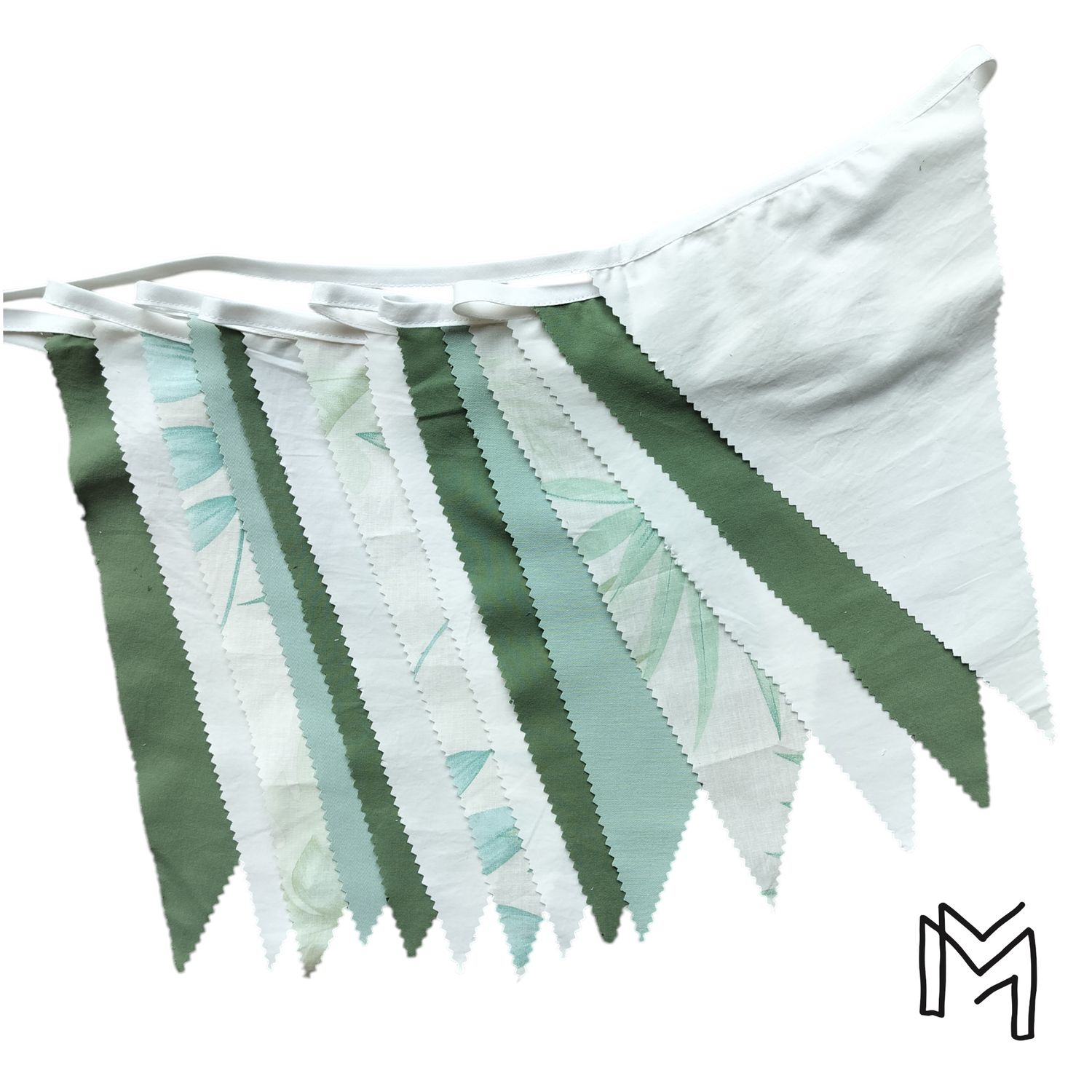 Vlaggetjes uit recuptextiel - botanical green