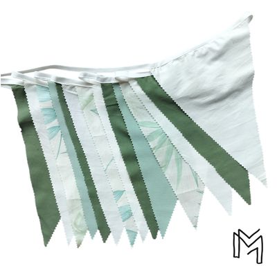 Vlaggetjes uit recuptextiel - botanical green