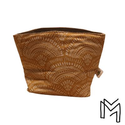 Mini opbergmand uit recuptextiel - boho ocher festival