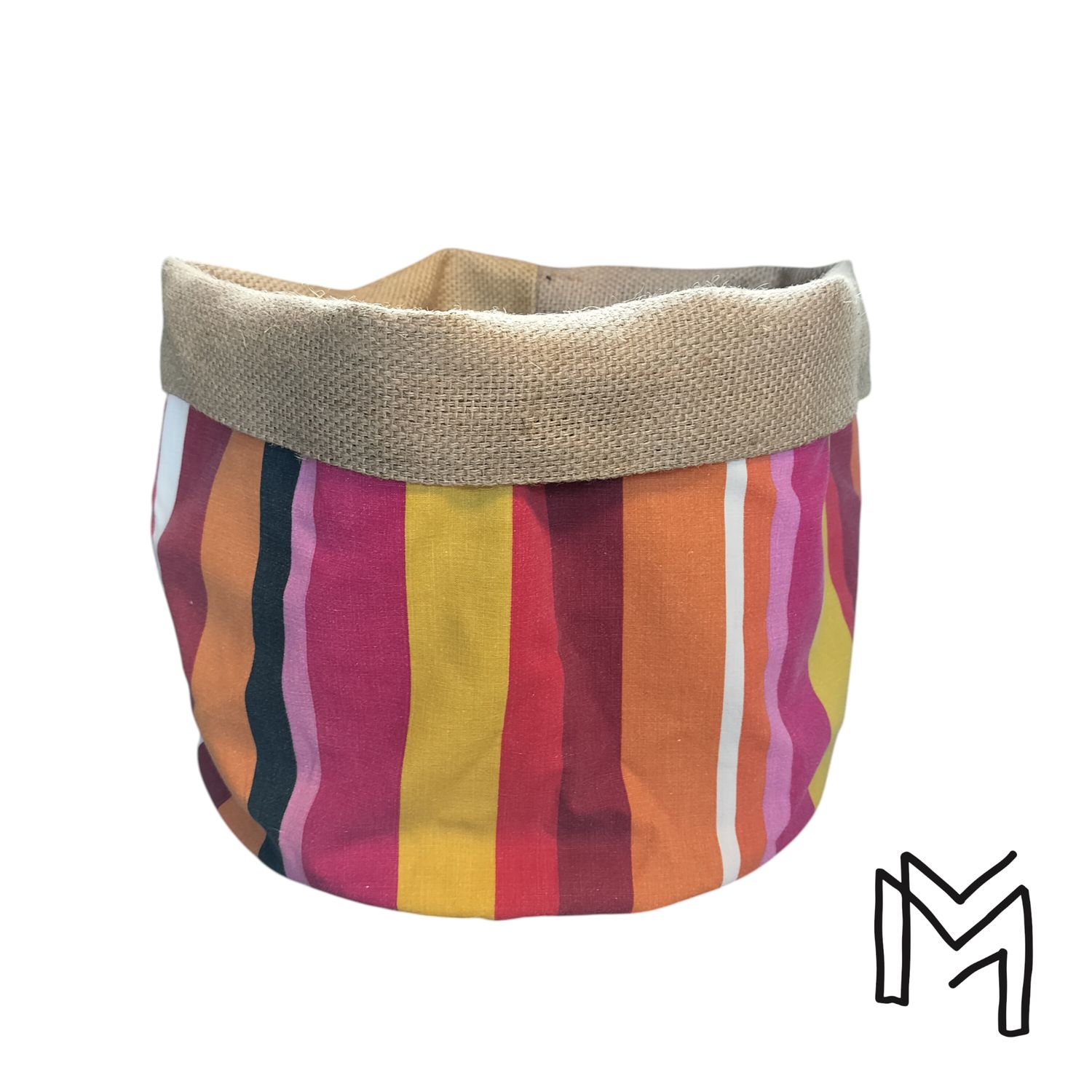 Medium opbergmand uit recuptextiel - happy stripes