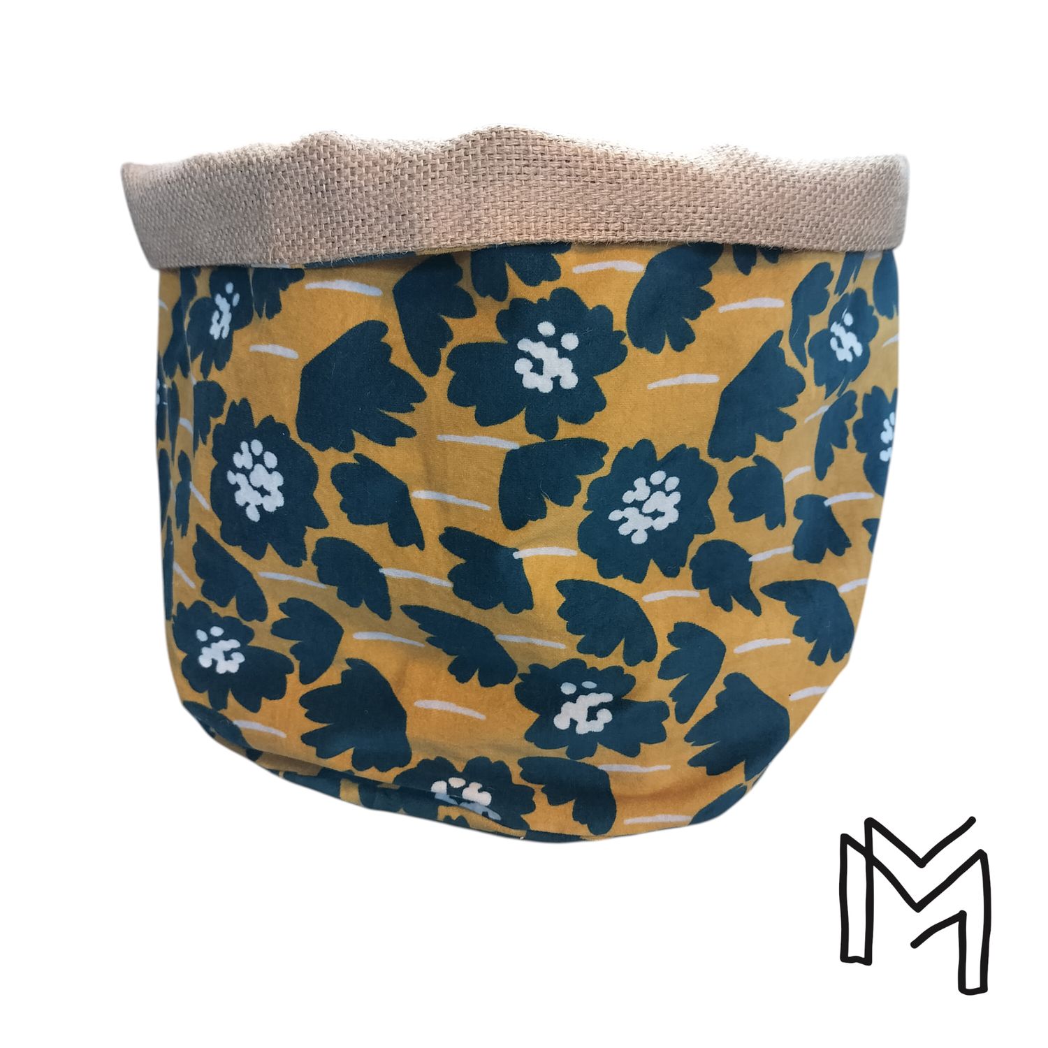 Medium opbergmand uit recuptextiel - summer flowers