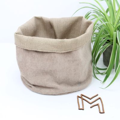 Medium opbergmand uit recuptextiel - Beige rib