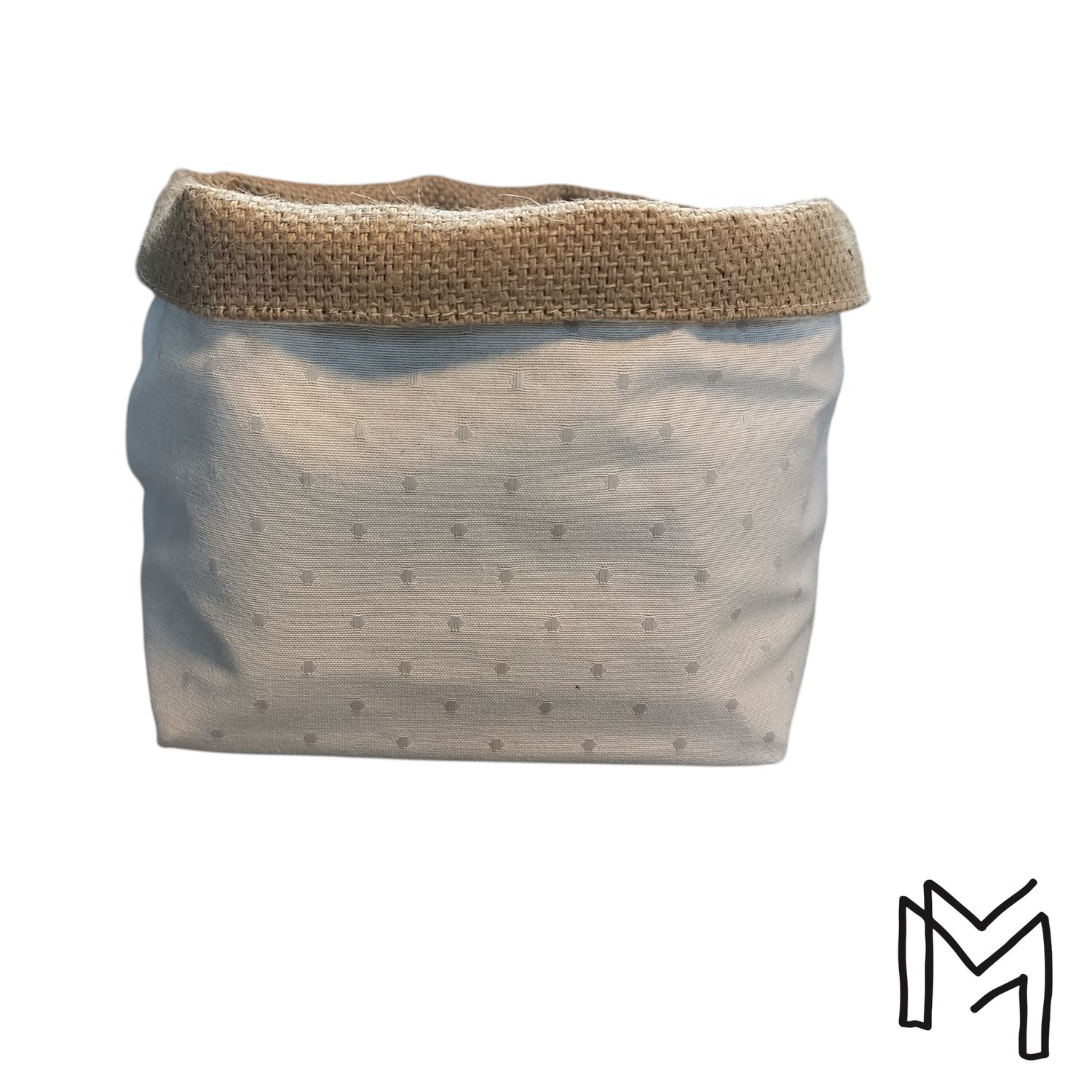 Mini opbergmand uit recuptextiel - white relief 2