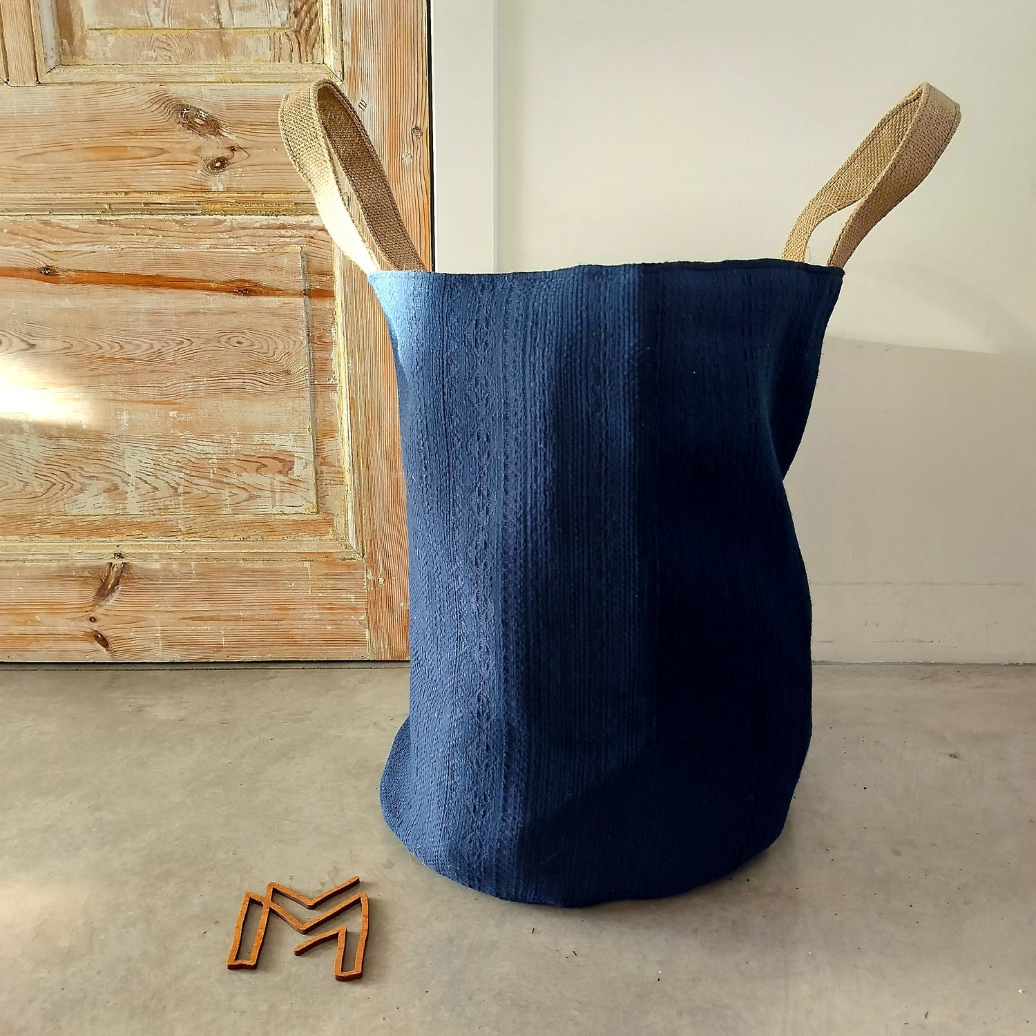 XL opbergmand uit recuptextiel - deepblue relief 2