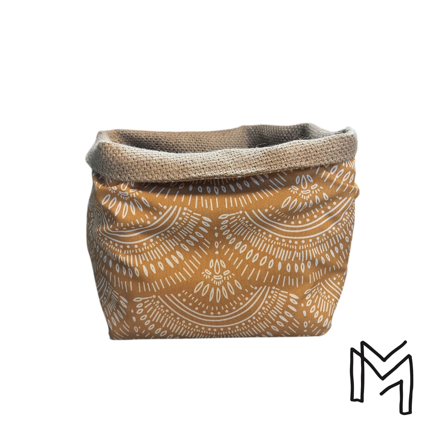 Mini opbergmand uit recuptextiel - boho oker