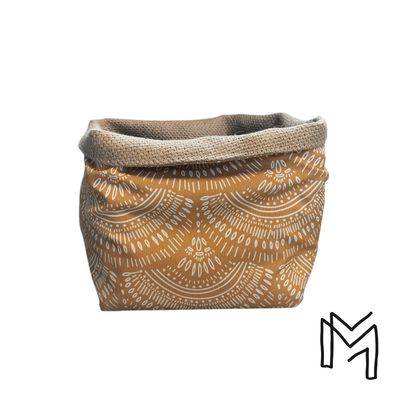 Mini opbergmand uit recuptextiel - boho oker