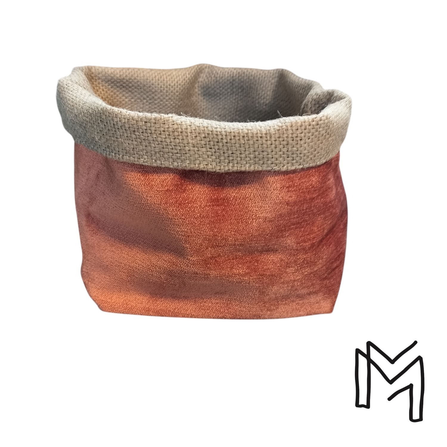 Mini opbergmand uit recuptextiel - warm rust