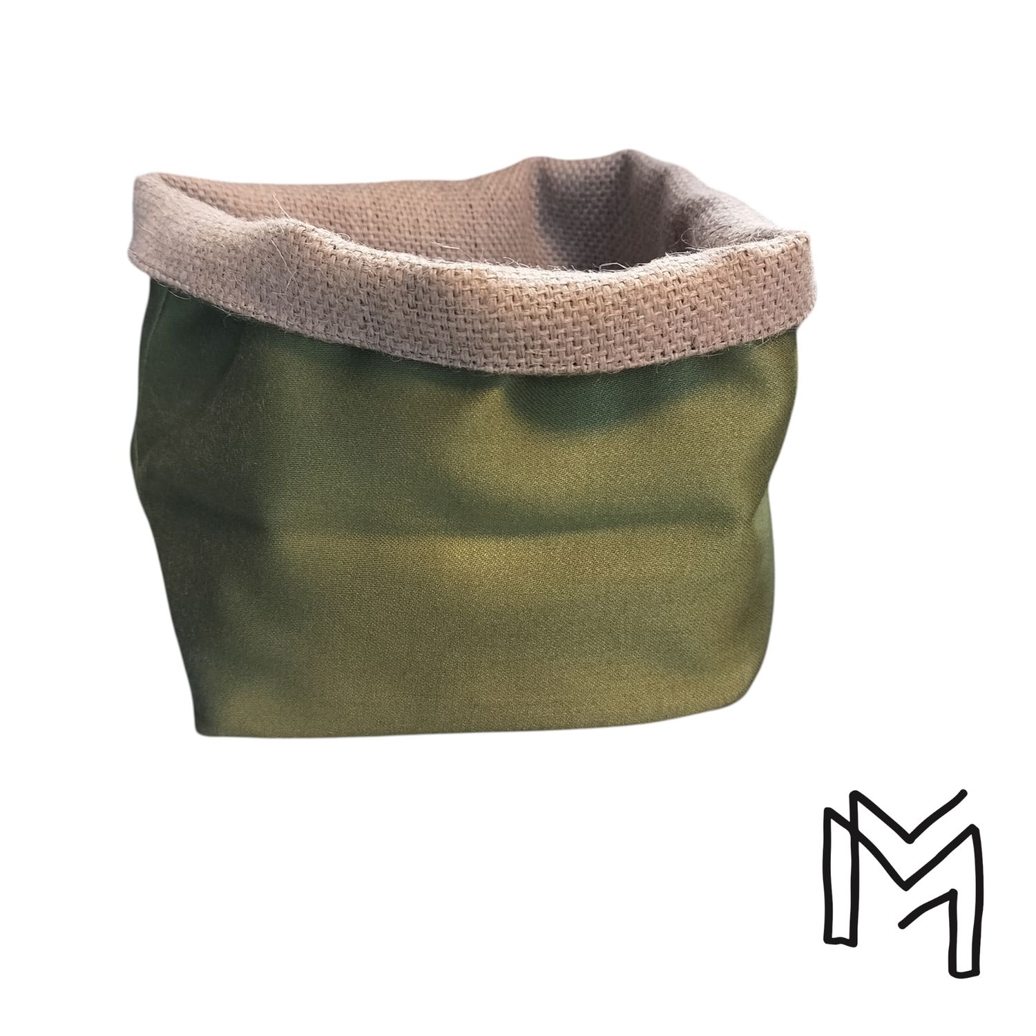 Mini opbergmand uit recuptextiel - flat olive