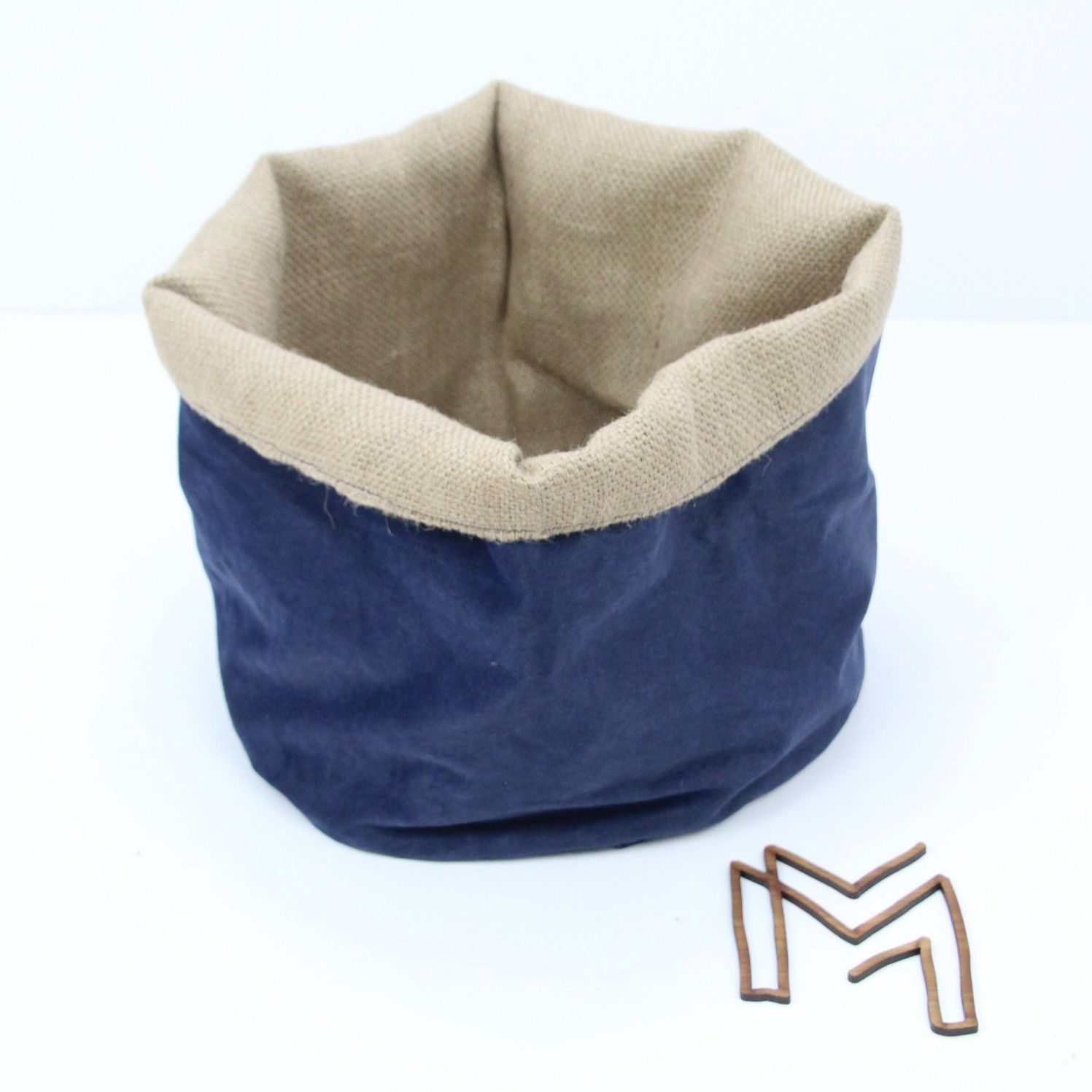 Medium opbergmand uit recuptextiel - soft nightblue