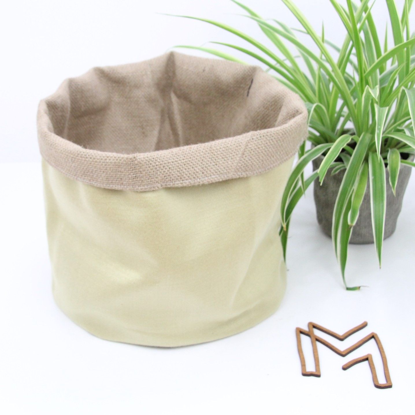 Medium opbergmand uit recuptextiel - summer gold