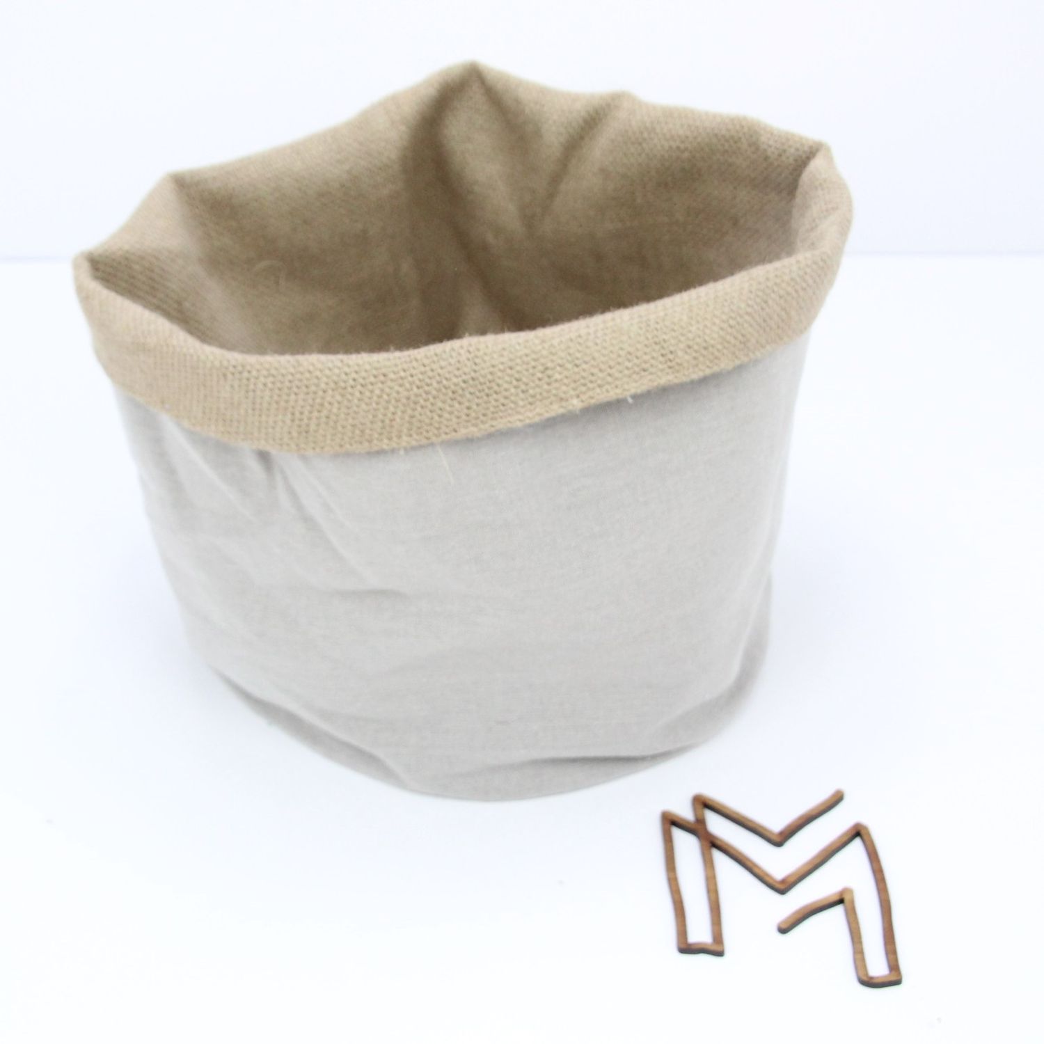 Medium opbergmand uit recuptextiel -  Warm grey linnen