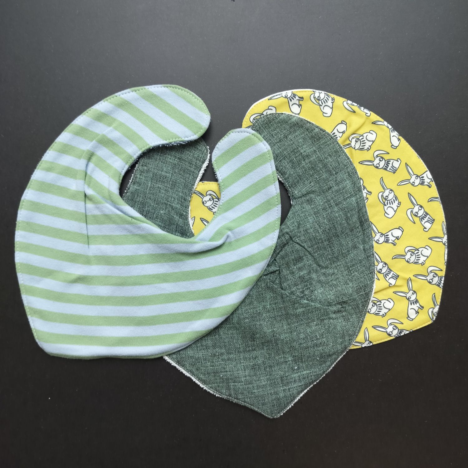 XL bibs from upcycled textile (set of 3)