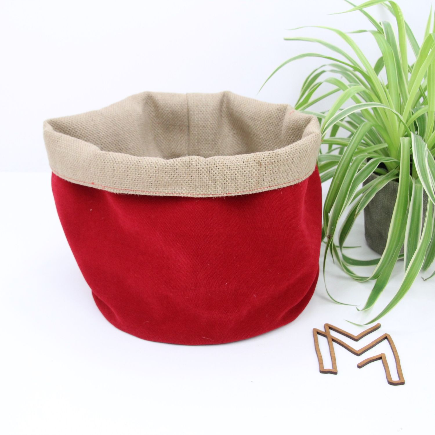 Medium opbergmand uit recuptextiel - Deep red