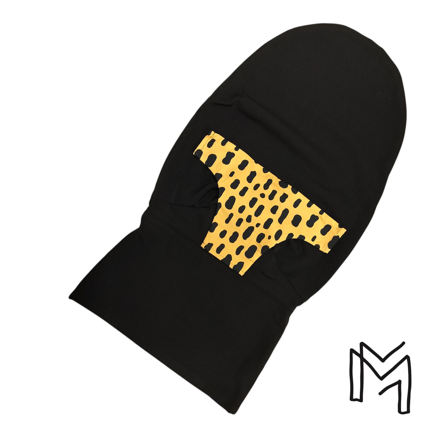 Wipperhoes uit recuptextiel - black and ocher dots