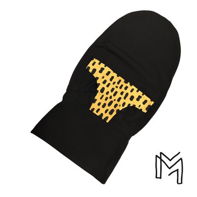 Wipperhoes uit recuptextiel - black and ocher dots