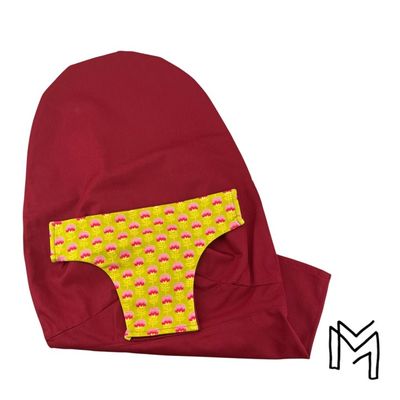 Wipperhoes uit recuptextiel - wine-red flower