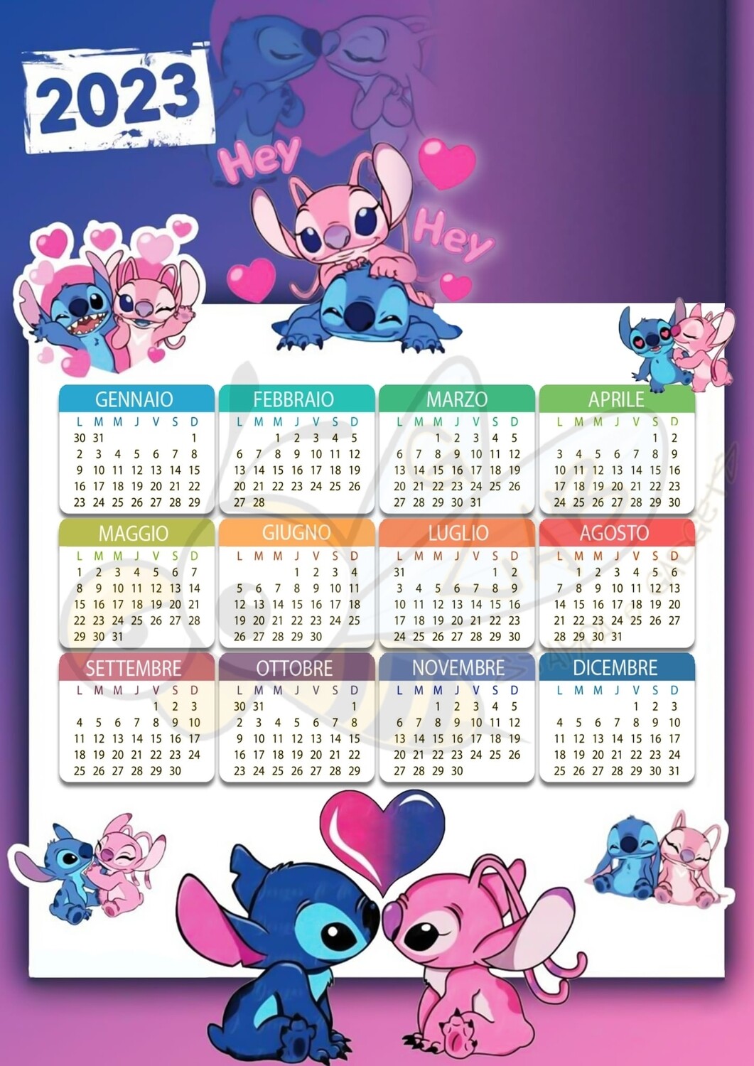 CALENDARIO Stitch e Sonic 2024, GRAFICA: STITCH 1