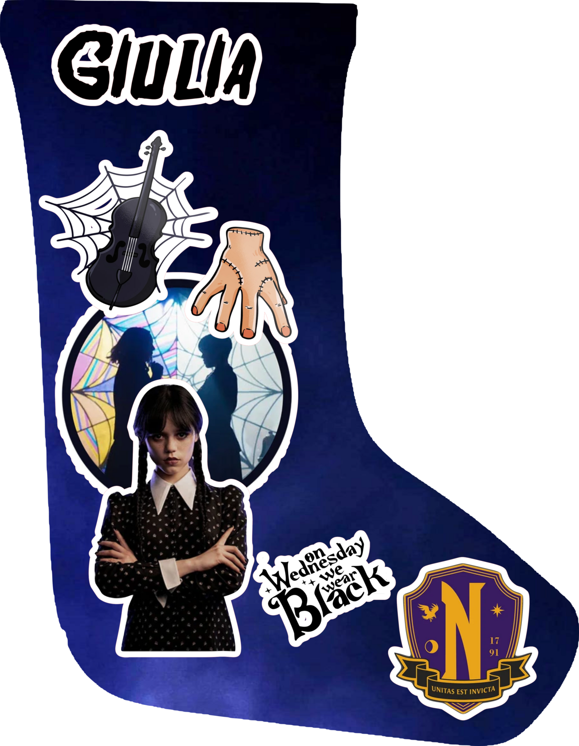 CALZA BEFANA Personalizzata con nome, GRAFICHE: MERCOLEDI&#39; ADDAMS