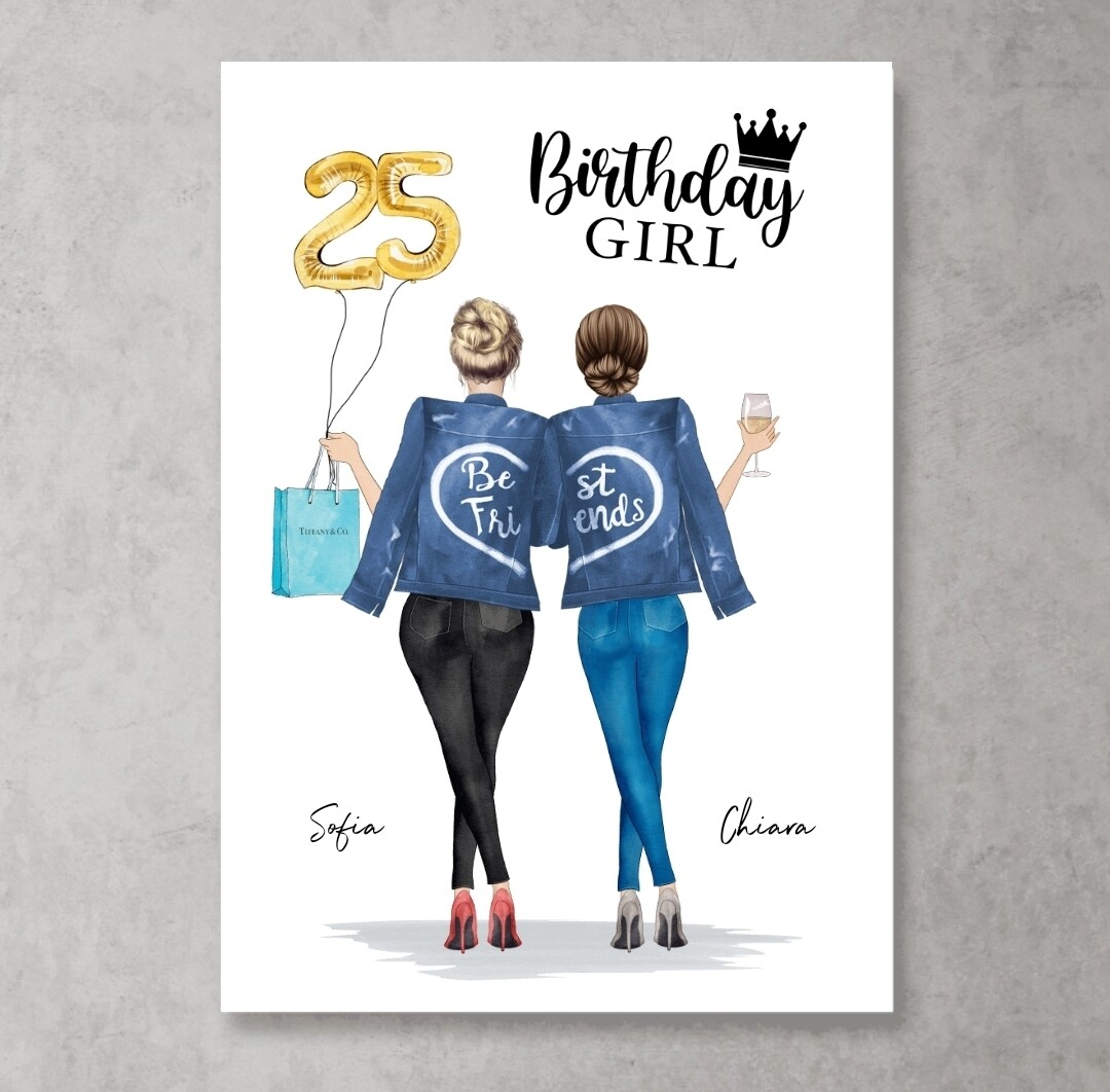 POSTER PERSONALIZZATO Amiche e Sorelle, GRAFICA: Amiche /sorelle compleanno