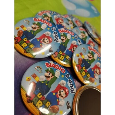 Magneti Frigo tondo 10pz 5.8cm personalizzabili SUPER MARIO
