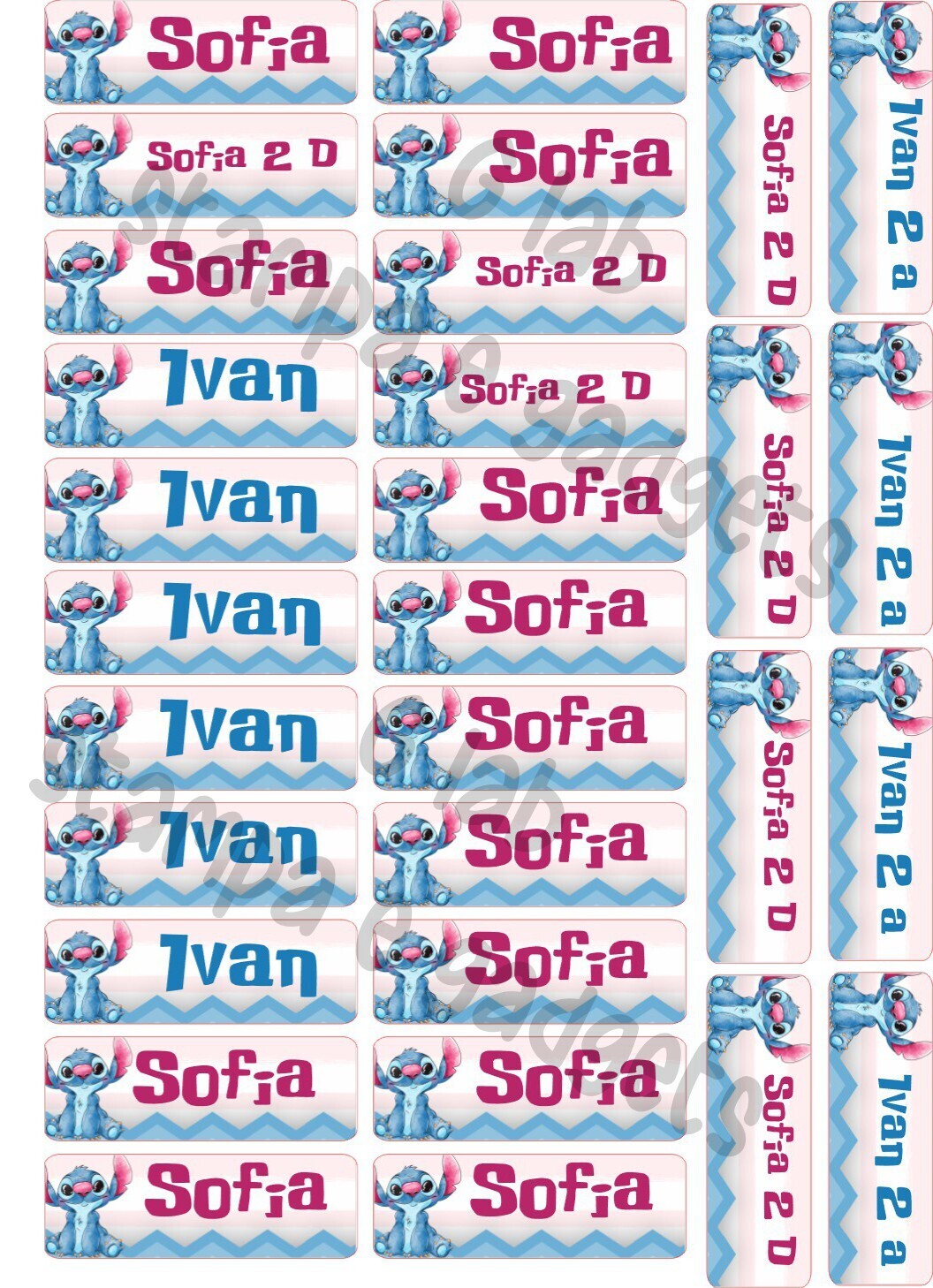 Etichette scuola 6x2cm GIRL personalizzate