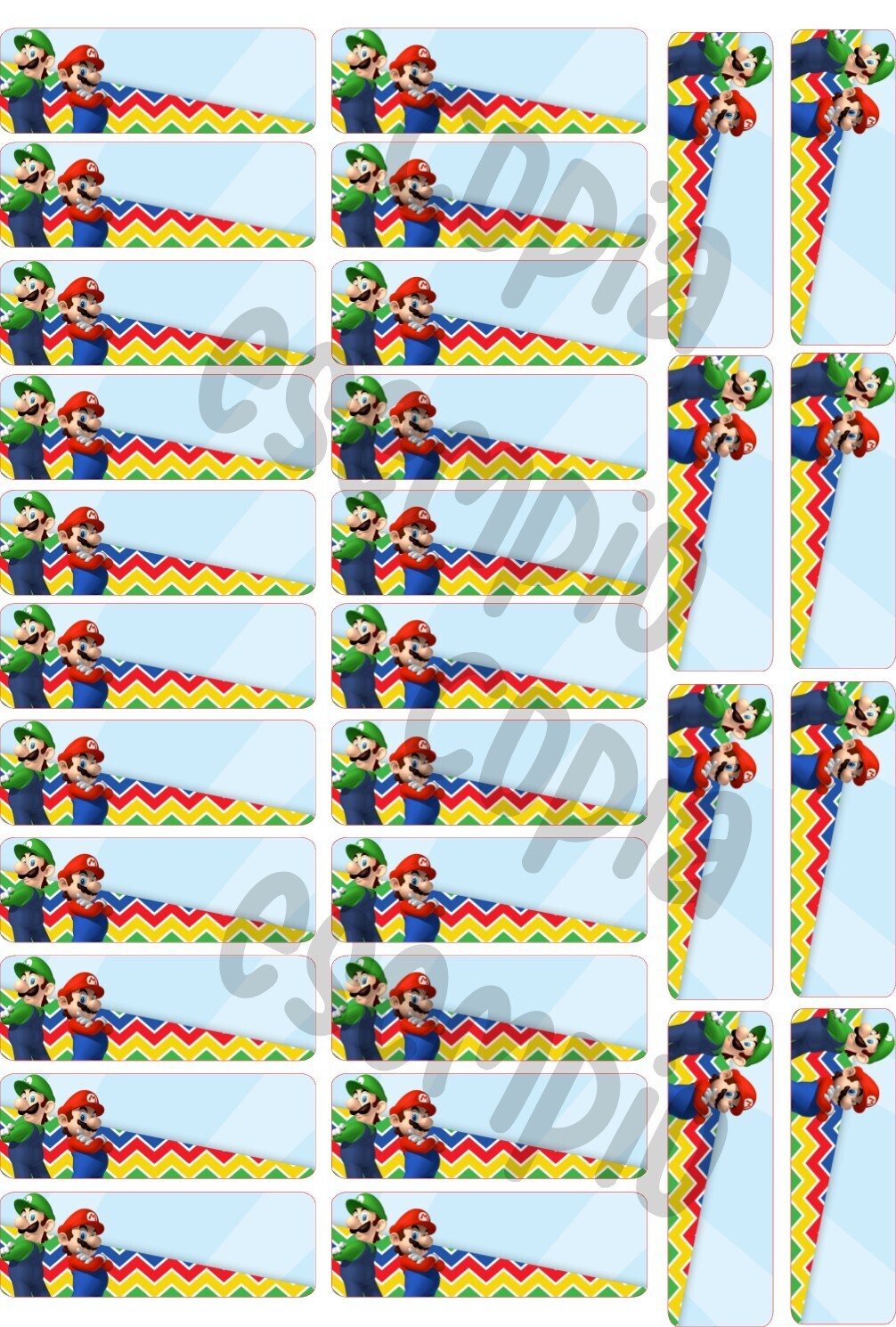 Etichette scuola 6x2cm GAMER personalizzate, GRAFICHE DISPONIBILI: 1-SUPER MARIO BROS
