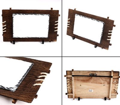 Pietra ardesia con base in legno