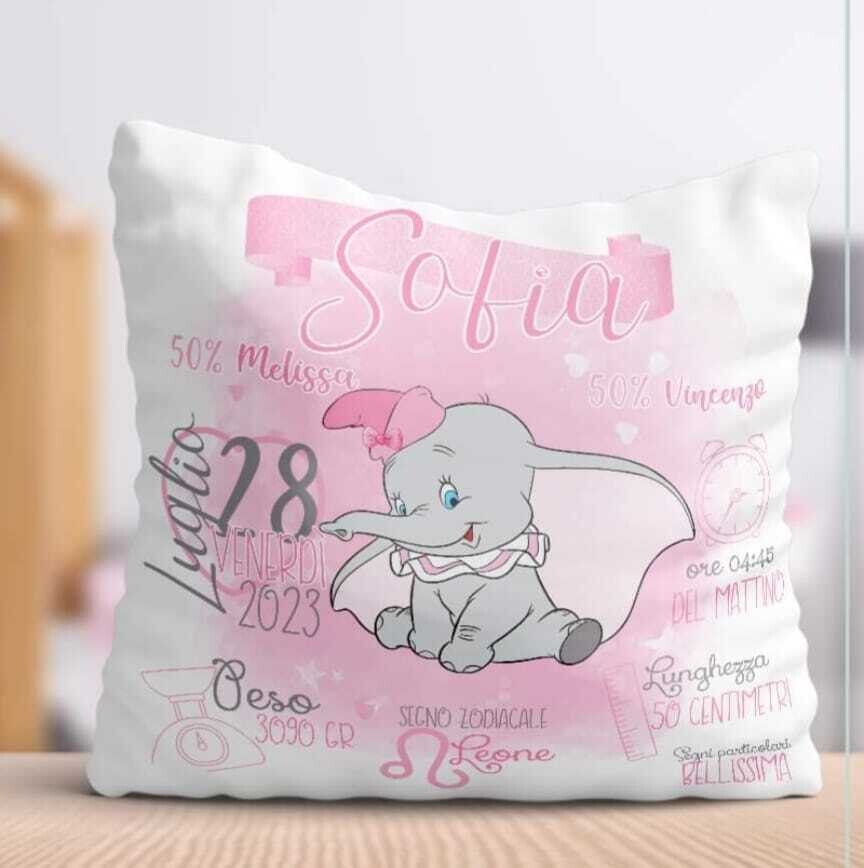 Cuscino Nascita disney, GRAFICA: DUMBO ROSA