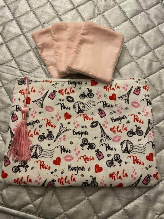 Pochette Paris + carrée démaquillant
