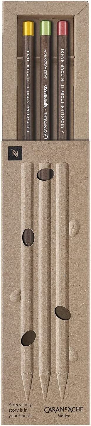 ​Caran d&#39;Ache d&#39;Ache Swiss Wood Set Nespresso 3 Graphite Pencils Multi-Coloured